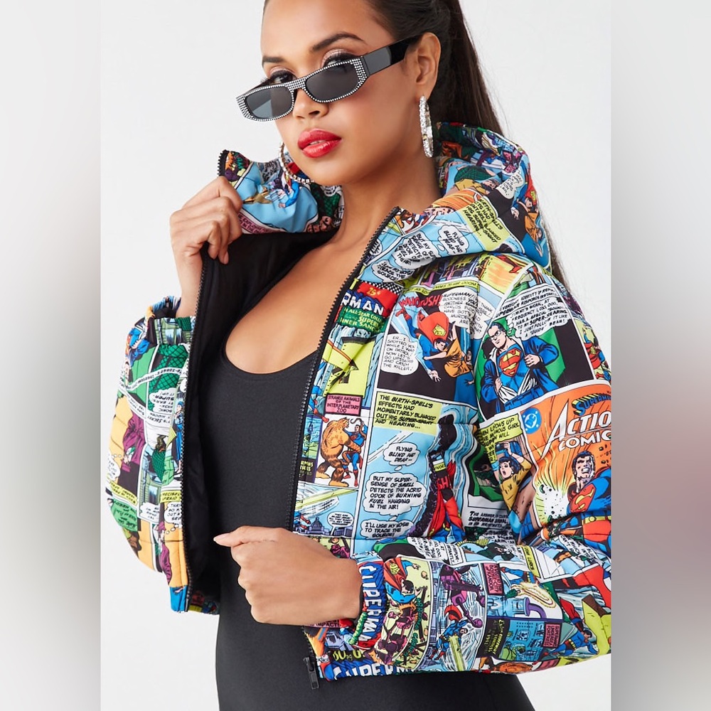 DC Superman Cropped Puffer Jacket